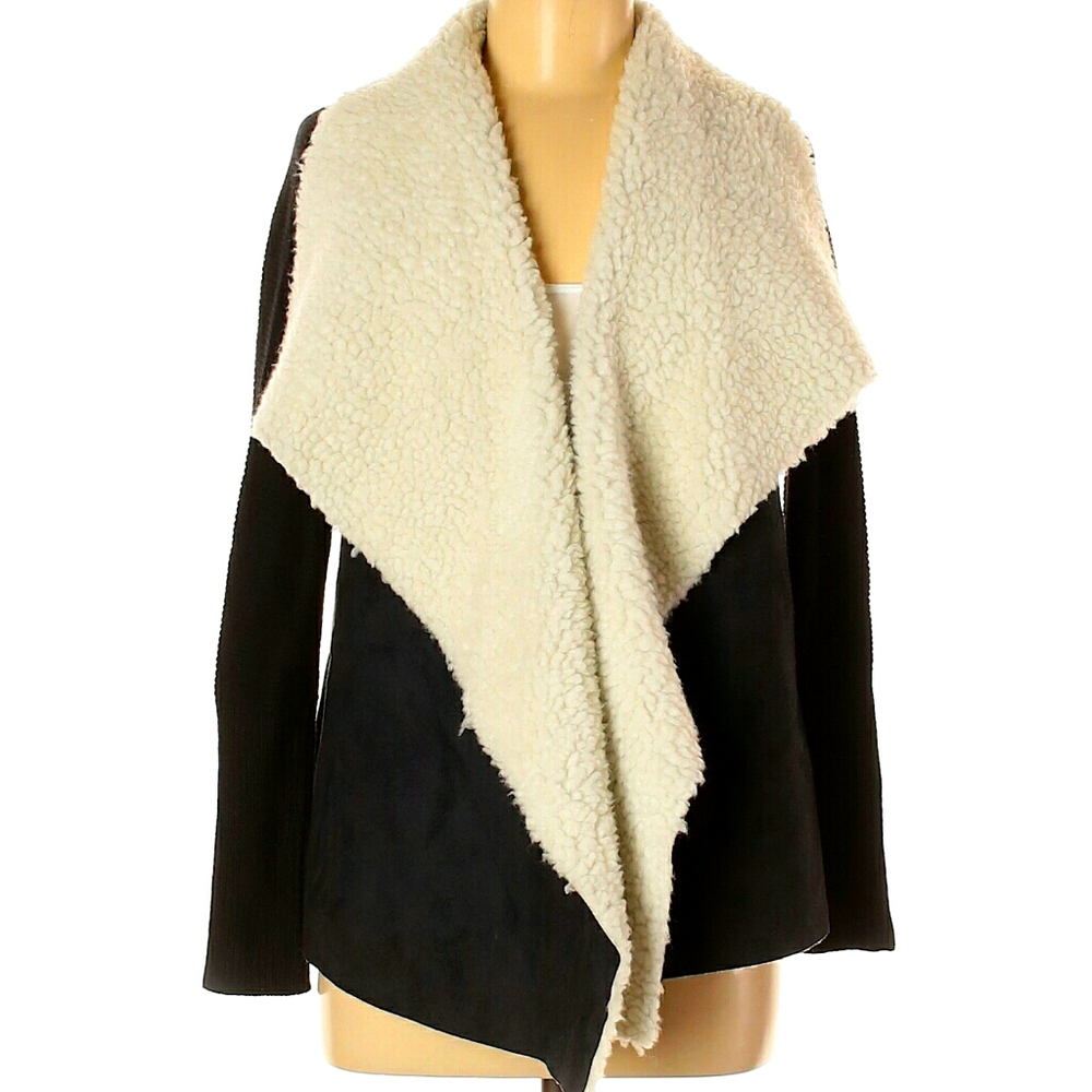 Beautiful black shearling jacket/sweater